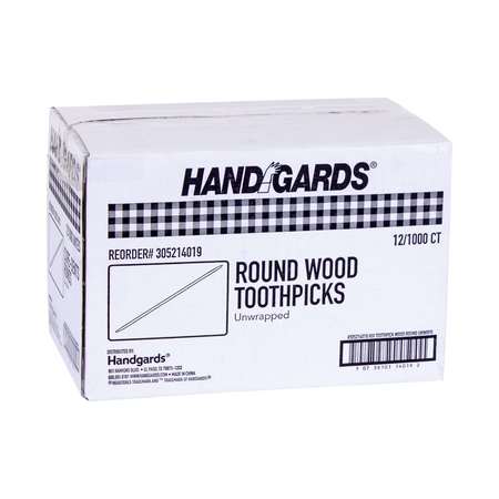 HANDGARDS Handgards 2.5" Round Wood Toothpick, PK12000 305214019